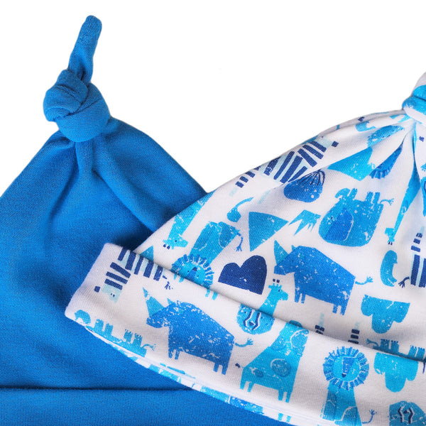 זוג כובעי תינוק כחולים מינוטי קרנפים 6-9M