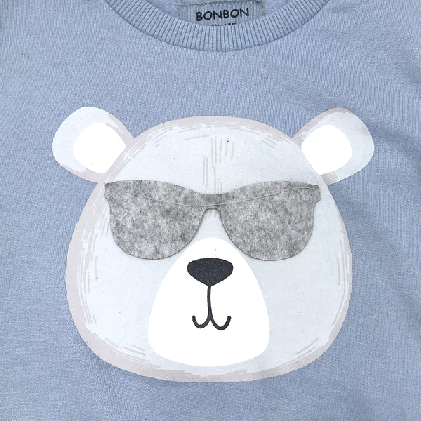 חולצה עם אפליקציה נפתחת דובי עם משקפיים פעוטות ותינוקות בנים 12-36M