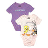 זוג בגדי גוף אפרסק וסגול Looney Tunes תינוקות בנות 12-18M