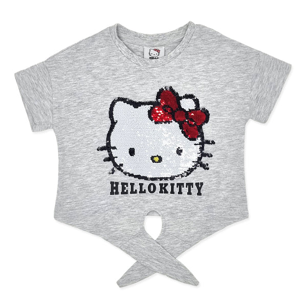 חולצת קשירה עם פאייטים מתחלפים Hello Kitty בנות 4-10