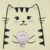 חולצה עם פאץ' פלסטי תלת-ממד חתול בנות 4-8