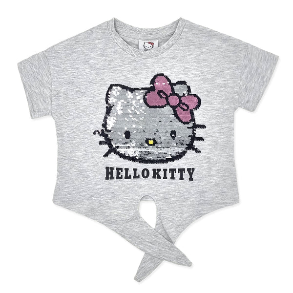חולצת קשירה עם פאייטים מתחלפים Hello Kitty בנות 4-10