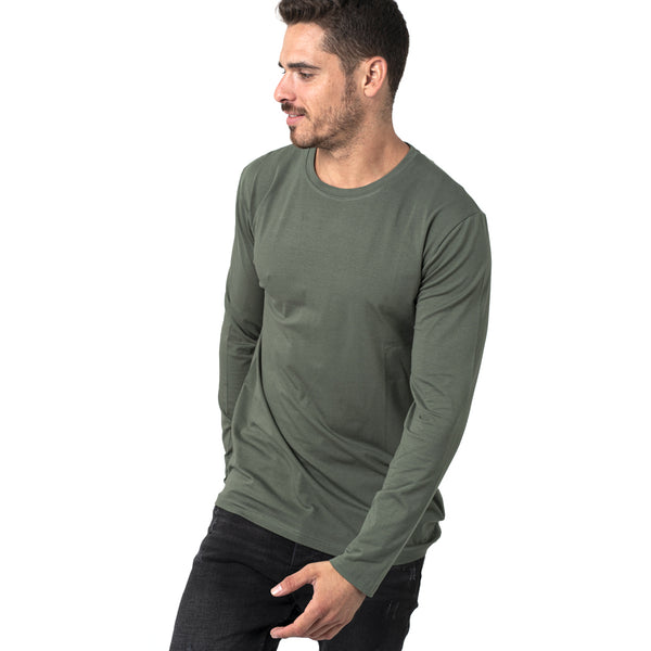 חולצת לייקרה חלקה צווארון מעוגל