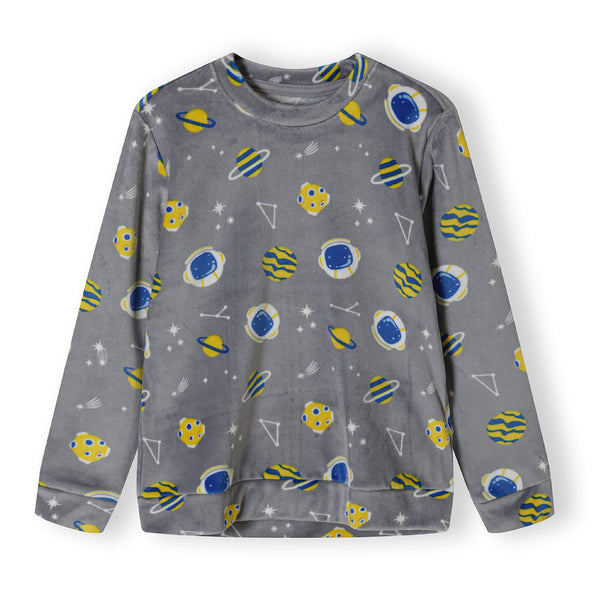 פיג'מה קטיפתית אפורה הדפס אולאובר מינוטי