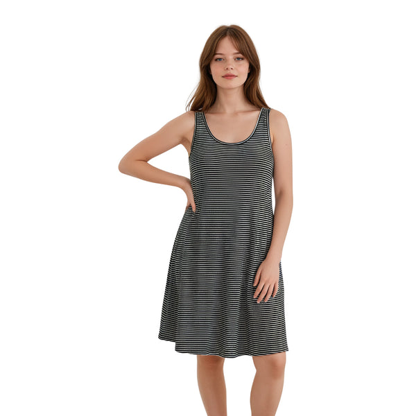 שמלת פסים ויסקוזה מידי ללא שרוולים נשים