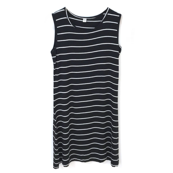 שמלת פסים ויסקוזה מידי ללא שרוולים נשים