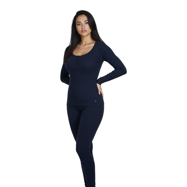 פיג'מה ריב עם חולצת כפתורים