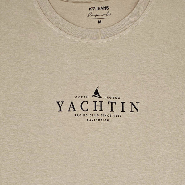 חולצה בצבע קאמל מודפסת Yachtin גברים M-XXL