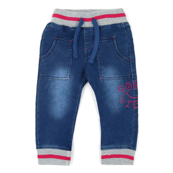 מכנס ג'ינס פרנץ' טרי מעוצב תינוקות בנות 6-18M