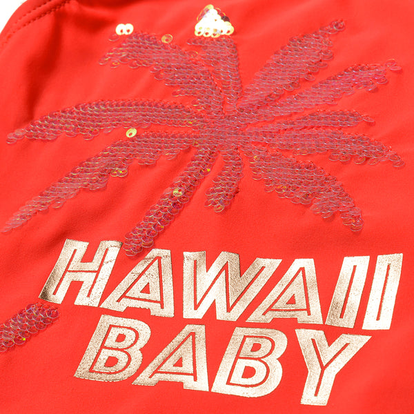 בגד ים מינוטי הדפס זהב ופאייטים Hawaii Baby בנות 2-14Y