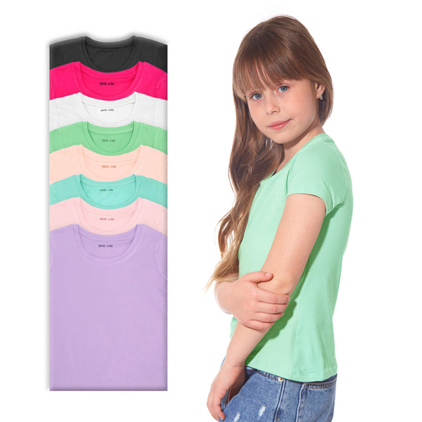 מארז 8 חולצות לייקרה צווארון עגול בנות