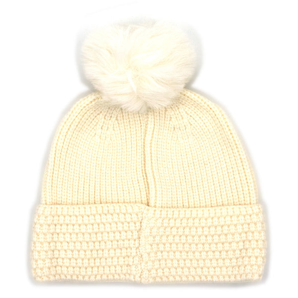 כובע אופנה סרוג עם פונפון