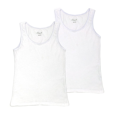 זוג גופיות לבנות עם כתפיות תחרה