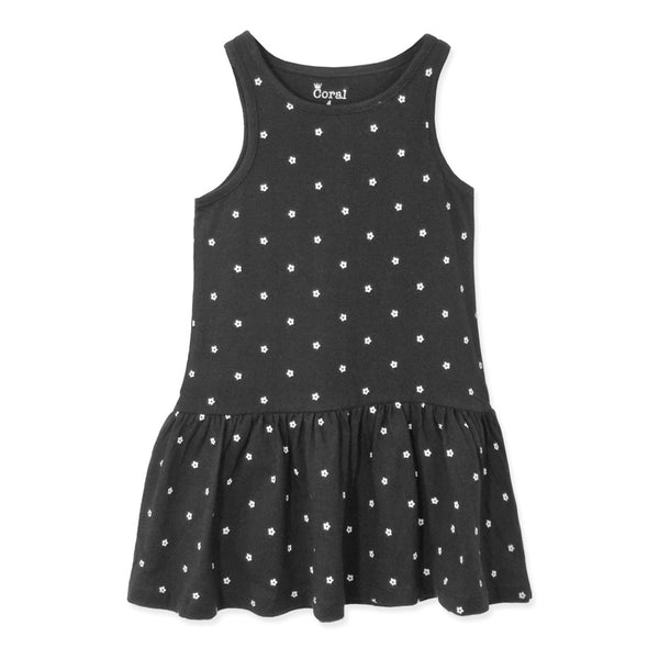 מארז 3 שמלות מודפסות שחור-לבן-אפרסק בנות 4-10