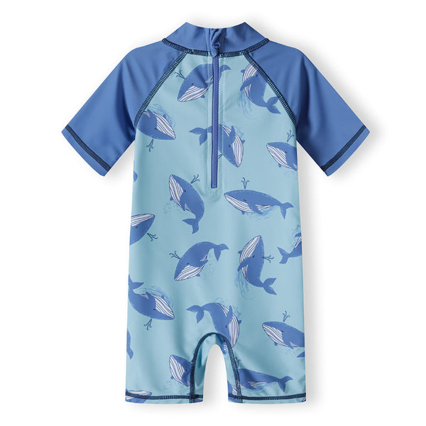 חליפת שחייה וכובע הגנה הדפס לוויתנים מינוטי בנים