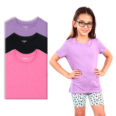 מארז 3 חולצות סלאב ורוד-סגול-שחור בנות