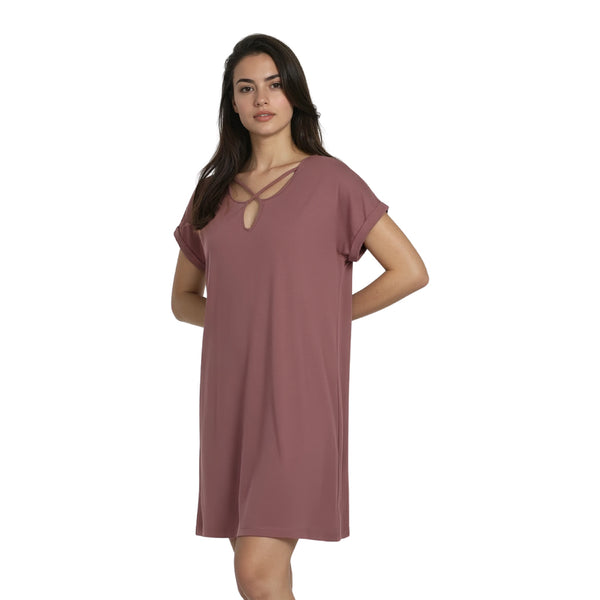 שמלת ויסקוזה עם צווארון וי נשים