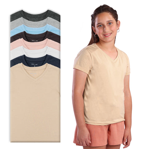 מארז 8 חולצות בי"ס לייקרה צווארון וי בנות