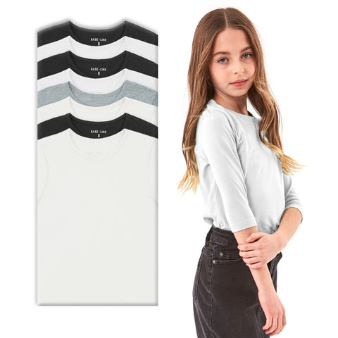 מארז 8 חולצות לייקרה שרוול 3/4 צווארון ניקי בנות