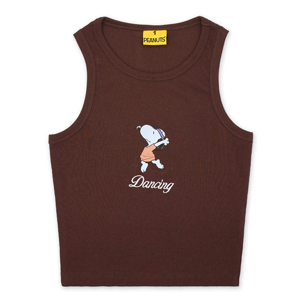 גופיית ריב Peanuts עם הדפס ורקמת סנופי נשים