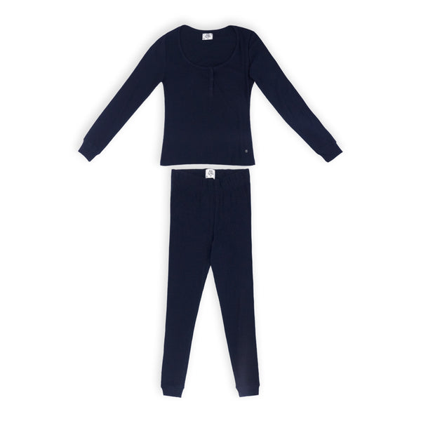 פיג'מה ריב עם חולצת כפתורים