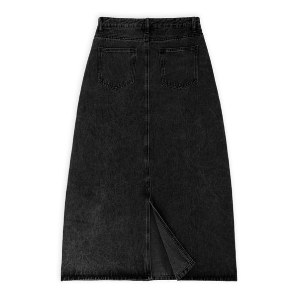 חצאית ג'ינס מידי עם שסע אחורי