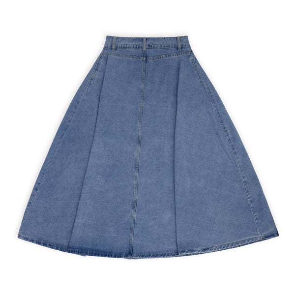 חצאית ג'ינס מקסי עם כפתורים