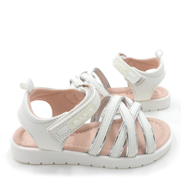 סנדלים לבנים-כסופים