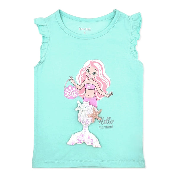 חולצה עם בת ים באפליקציה מובלטת Hello Mermaid בנות 4-10