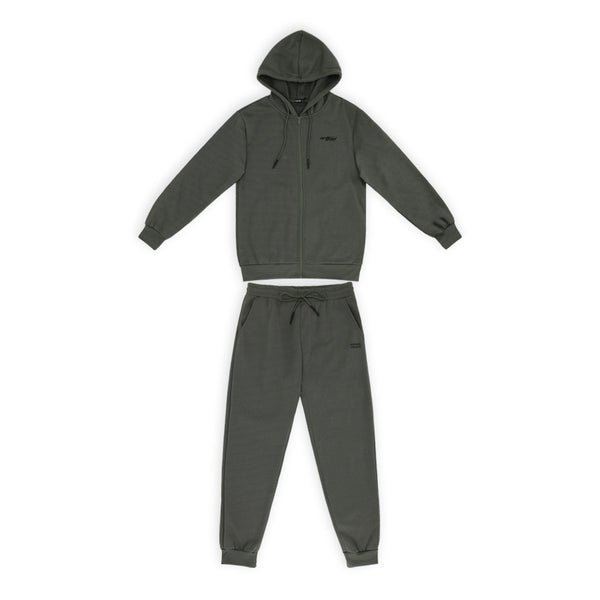 סט חליפה זית חולצה ומכנס פוטר