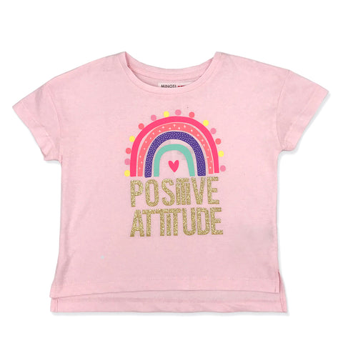 חולצת מינוטי קשת נצנצים Positive Attitude תינוקות ובנות 12-18M