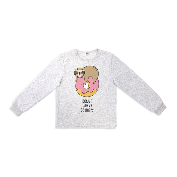 זוג פיג'מות פוטר מודפסות ורוד-אפור בנות