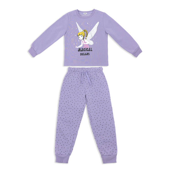 זוג פיג'מות פוטר מודפסות פיה וסמיילי בנות