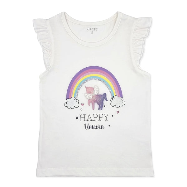 חולצה עם אפליקציה בולטת Happy Unicorn בנות 4-10
