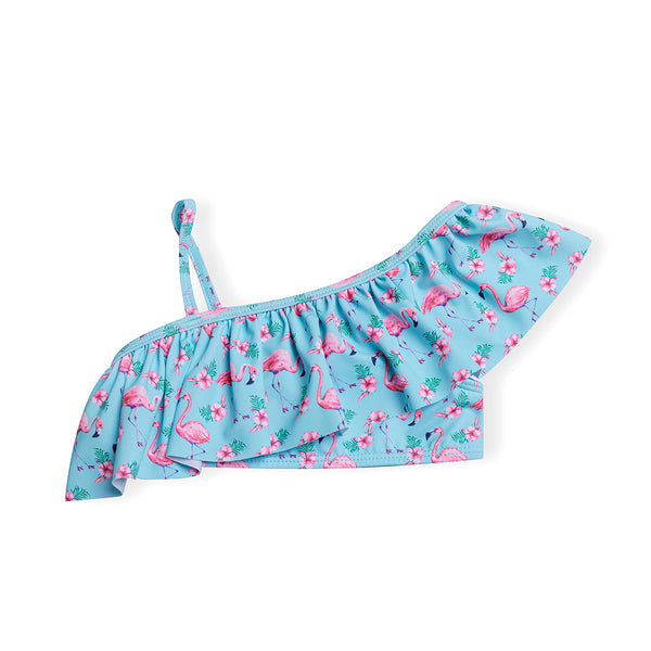 ביקיני מינוטי כתפיה א-סימטרית הדפס פלמינגו בנות