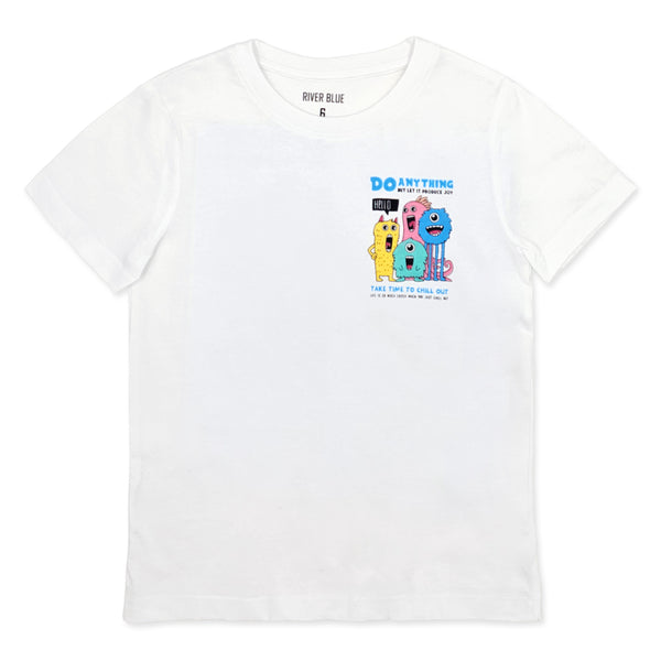 מארז 3 חולצות מודפסות כחול-טורקיז-לבן בנים 6-10