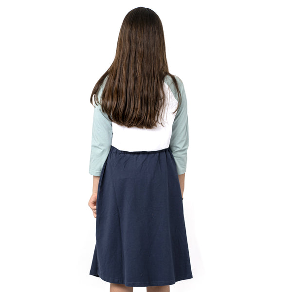 שלישיית חצאיות ברך פרנץ' טרי שחור-כחול-מרנגו בנות 6-16