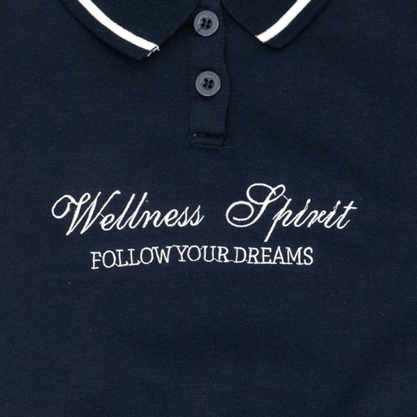 סווטשירט רקומה עם צווארון כפתורים