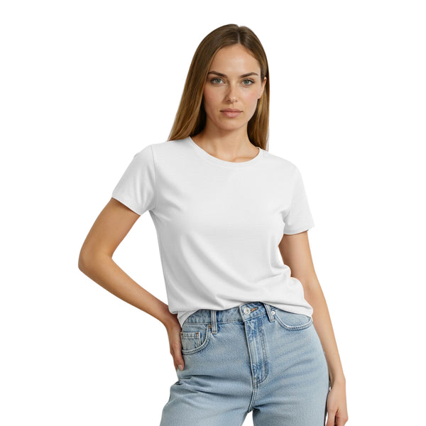 חולצת ויסקוזה חלקה צווארון עגול נשים