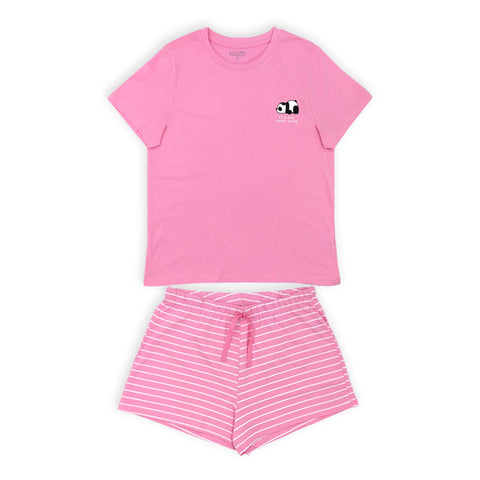 פיג'מה מודפסת ורודה