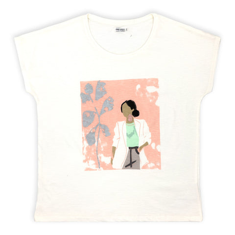 חולצה מודפסת עם שרוול שמוט