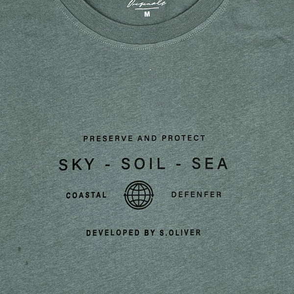 חולצה ירוקה מודפסת Sky Soil Sea גברים XL-5XL