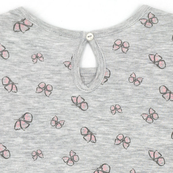 שמלה בהדפס פרפרים שרוול 3/4