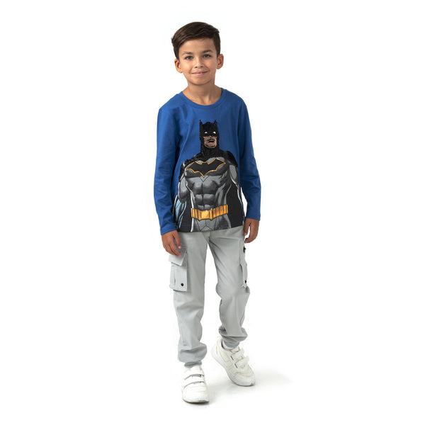 חולצת מעבר כחולה באטמן עם פאייטים מתחלפים בנים