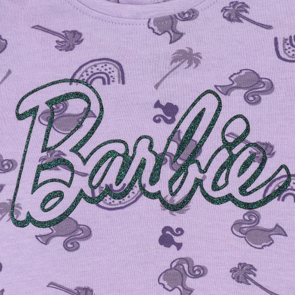 זוג חולצות עם לוגו Barbie שחור סגול תינוקות בנות