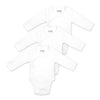 מארז 3 בגדי-גוף מעטפת פלנל לבן לתינוקות