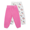 שני מכנסיים מבד קווילט ורוד-לבן תינוקות בנות