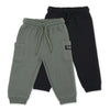 שני מכנסיים מבד קווילט שחור-זית תינוקות