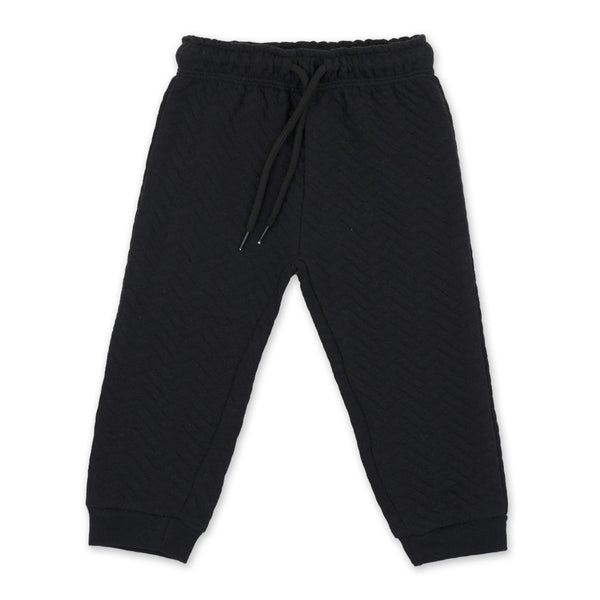 שני מכנסיים מבד קווילט שחור-זית תינוקות