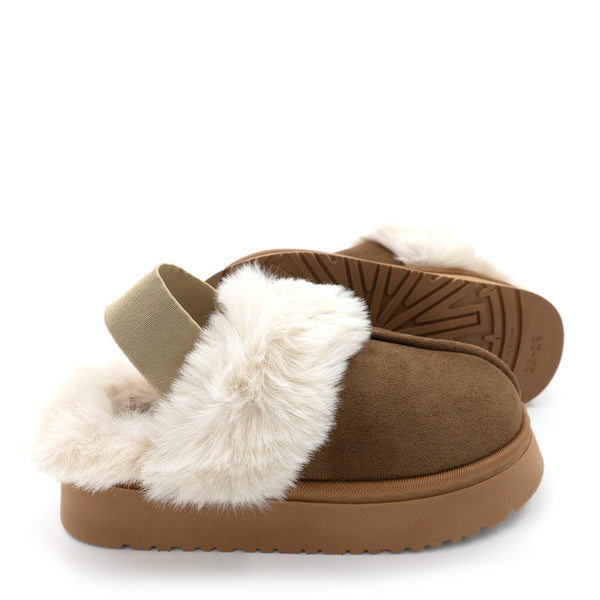 כפכפי פלטפורמה עם פרווה